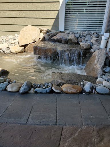 Water feature with paver patio and stone border, Clark County WA