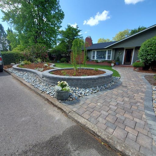 Complete front yard transformation with pavers and plantings, Battle Ground WA