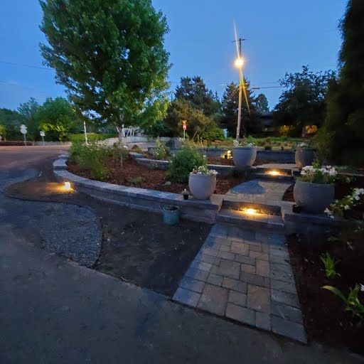 Illuminated paver walkway with in-ground lighting, Brush Prairie WA